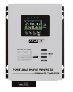 GearUP 1200W, 24V, Pure Sine Wave Solar Inverter With 40A MPPT Charge Controller (Lithium & Acid Battery Supported) – GHT-12K24 Plus