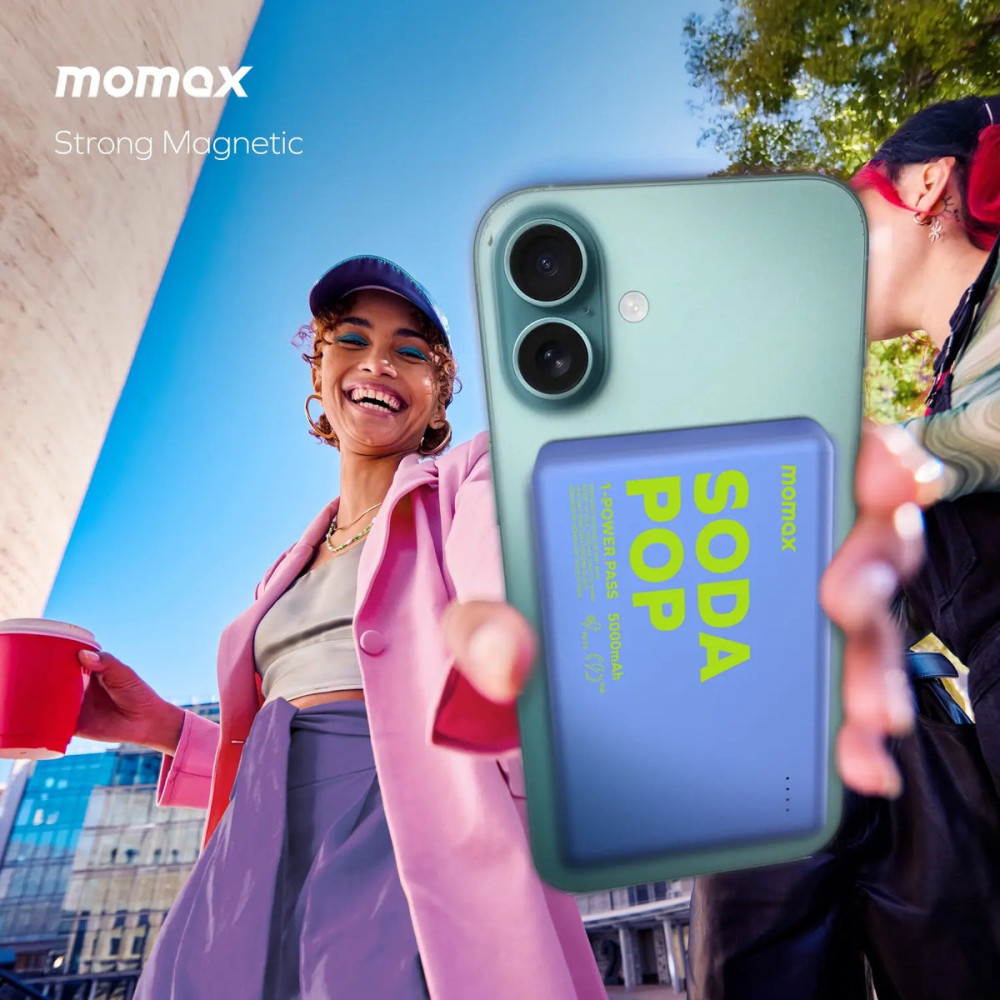 Momax 1-Power Pass Soda Pop Magnetic Wireless Power Bank 5000mah – Pink