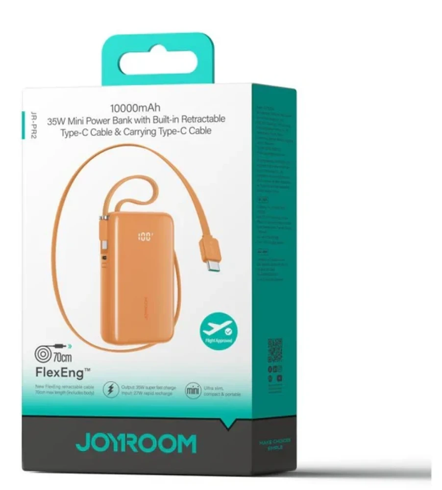 Joyroom JR-PR2 35W Dual Retractable Cable Power Bank – 10000mAh