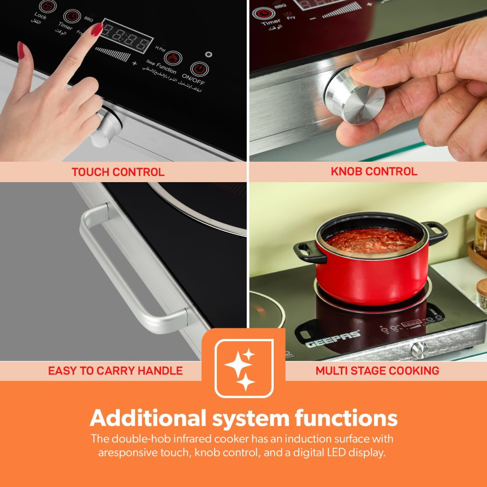 Geepas GIC6131S Double Infrared Cooker – 3600W