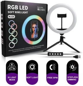 MJ26 RGB LED Soft Ring Light 10inch – (Only light)