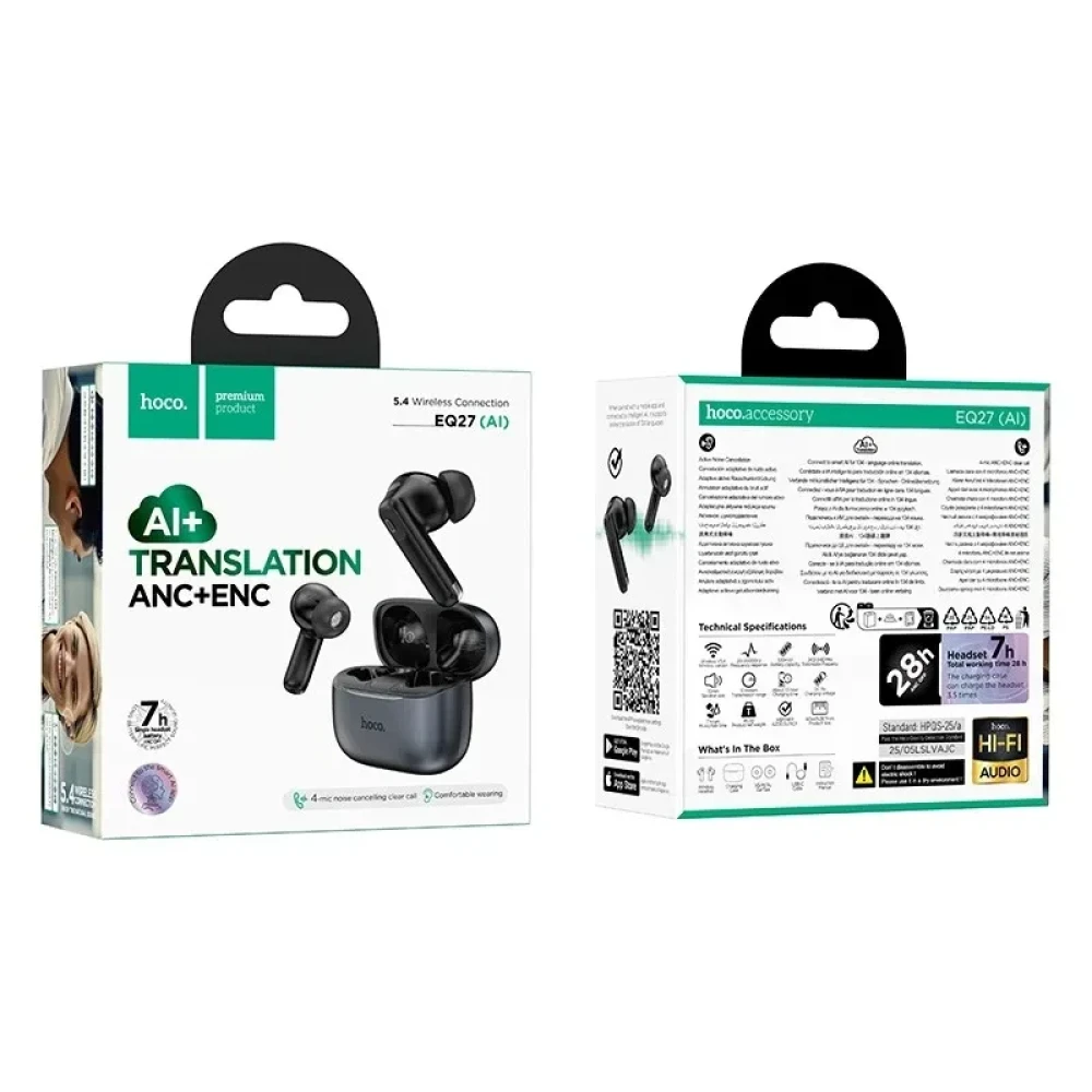 Hoco EQ27 Fun AI Translation Earbuds | ANC+ENC Noise Reduction