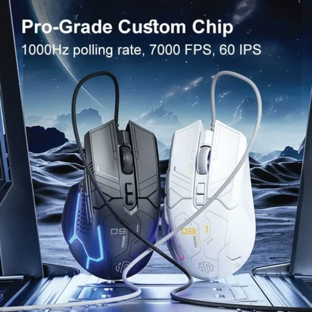 Inphic PG9 AI Design Wired Gaming Mouse – White