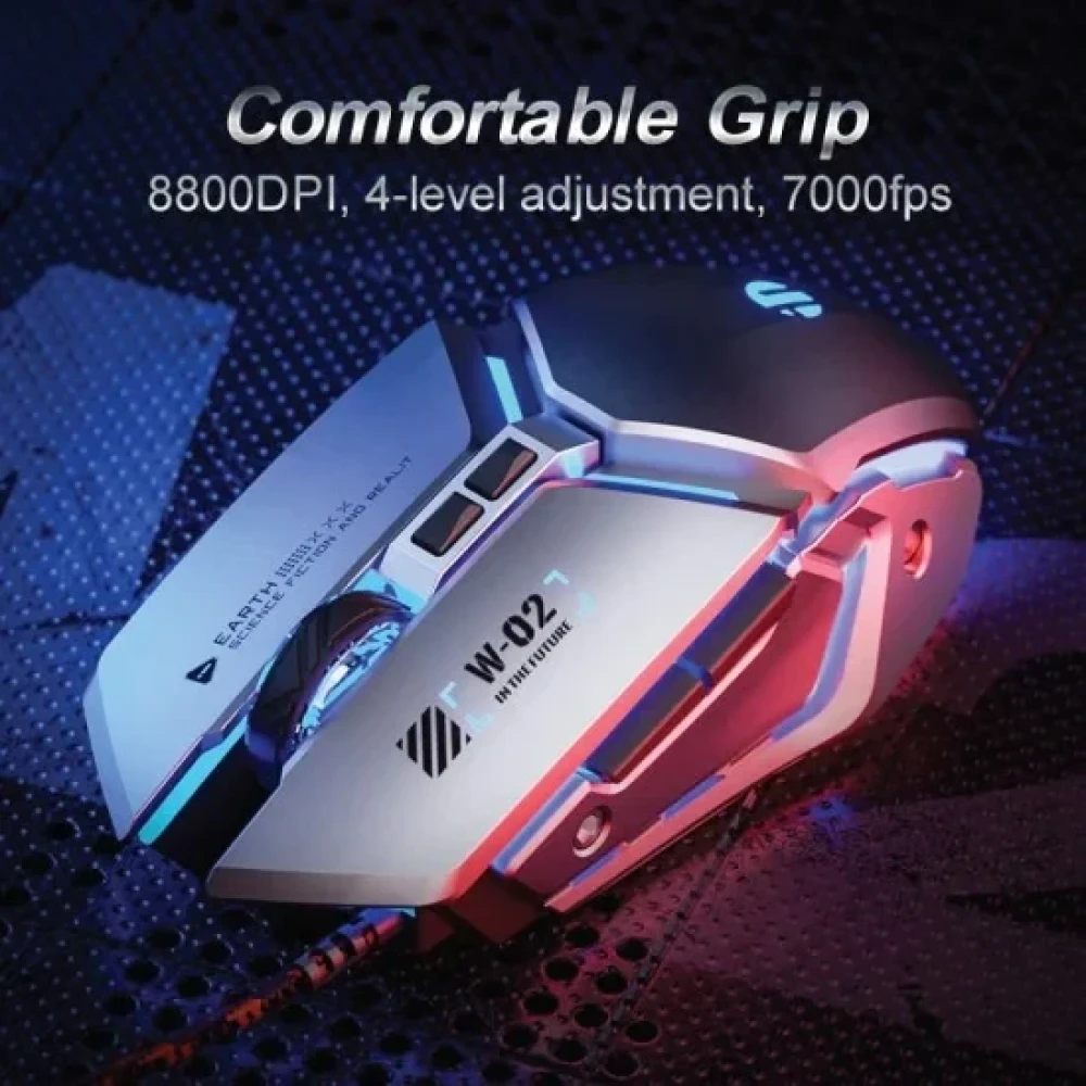 Inphic W2 Ⅱ Silent Wired Gaming Mouse – Silver