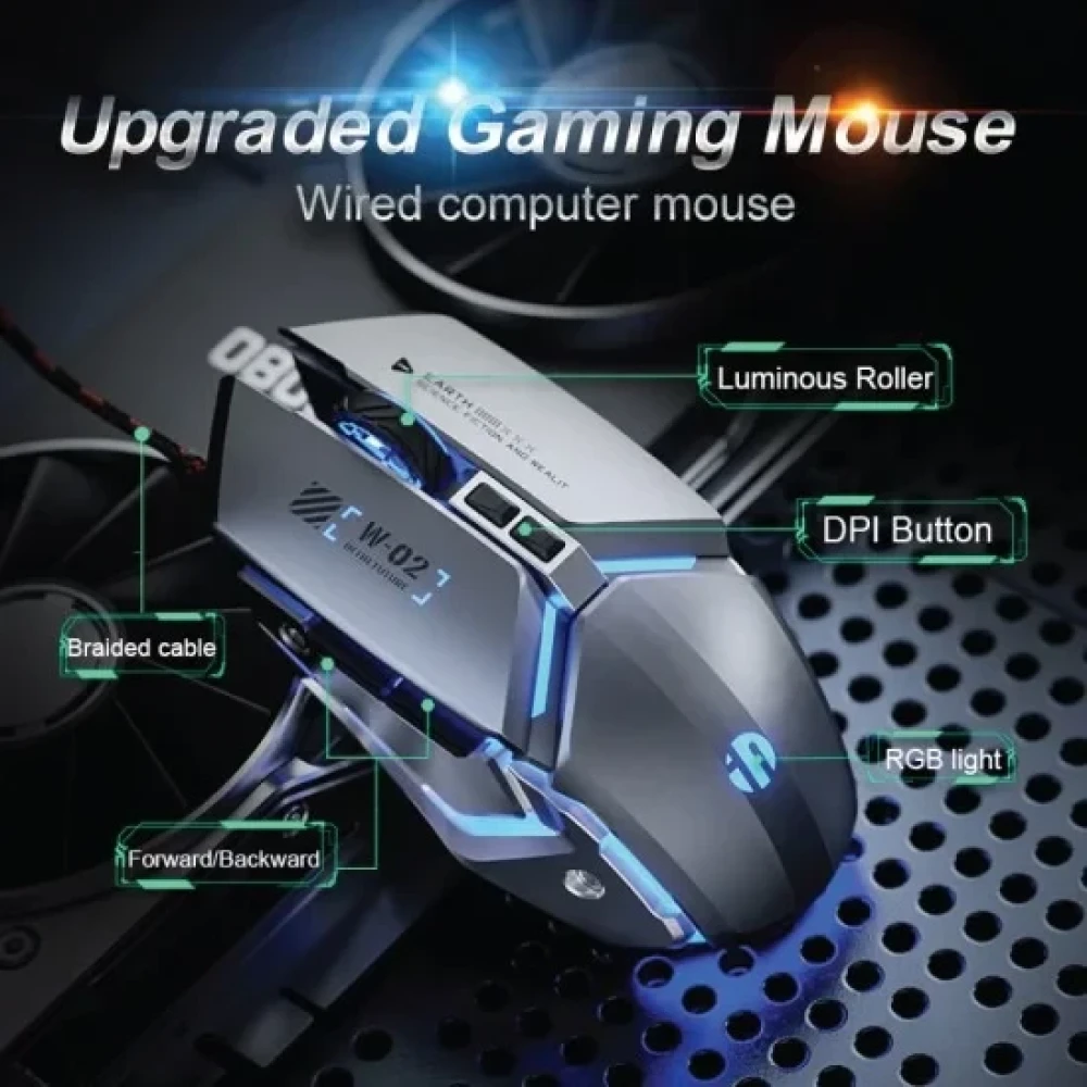 Inphic W2 Ⅱ Silent Wired Gaming Mouse – Black